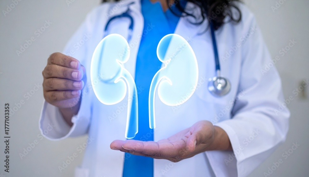 Fototapeta premium Doctor presents luminous kidneys