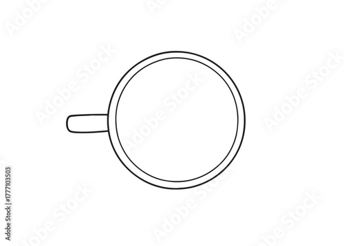 Top View Line Art Coffee Cup