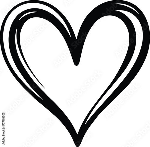 Black hand drawn heart shape vector graphic love symbol