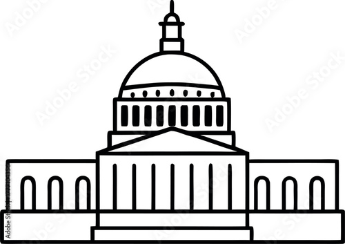 capitol building washington dc line art vector