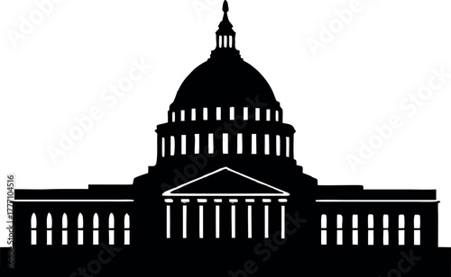 washington capitol building silhouette art, washington capitol building black icon