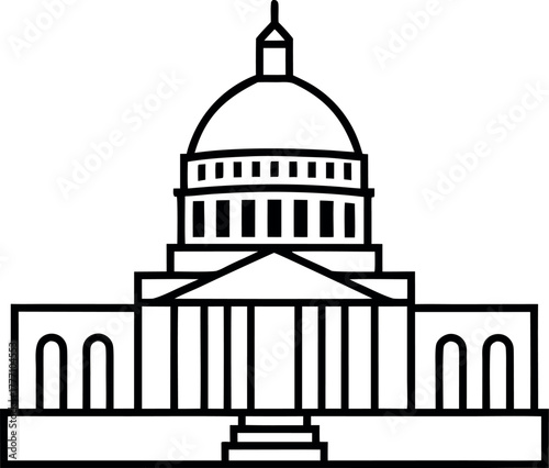 capitol building washington dc line art vector