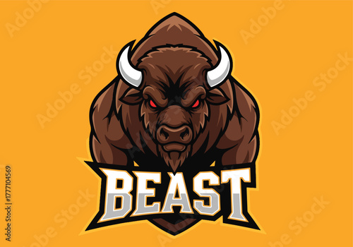 Powerful bison beast gaming logo for esports teams - Gaming logo - Gaming Mascot - esport mascot vector illustration