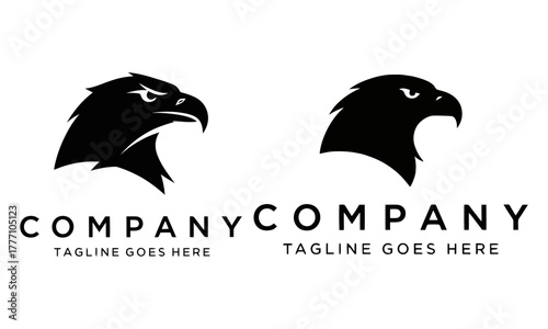 Bold hawk and eagle head logos