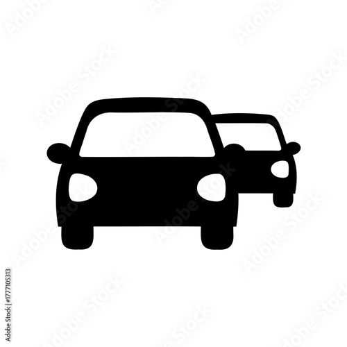 Stylized illustration of two black cars in a vehicle convoy formation
