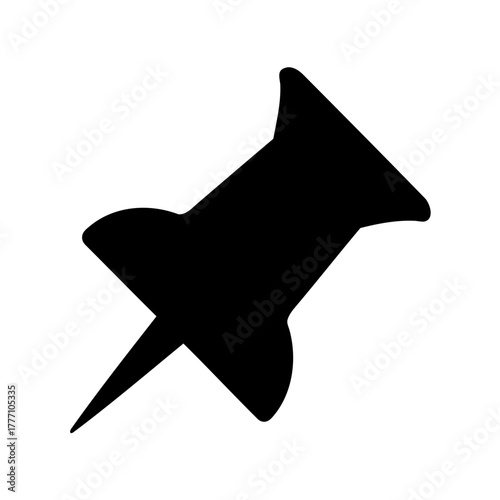 Black push pin or thumbtack isolated on white background for memo usage