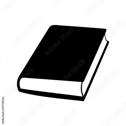 Black and white vector graphic of a closed book viewed from above