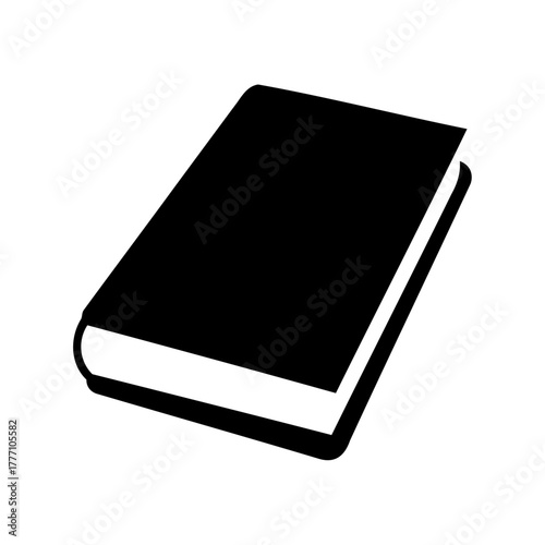 A simple black book icon representing knowledge, reading, and education materials