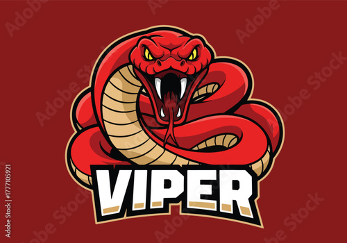 Fierce viper gaming logo with aggressive snake design - Gaming logo - Gaming Mascot - esport mascot vector illustration