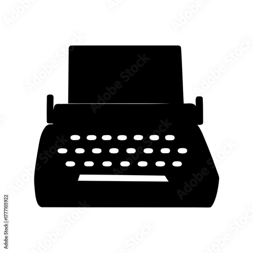 Silhouette of a classic vintage typewriter for writing and literary works