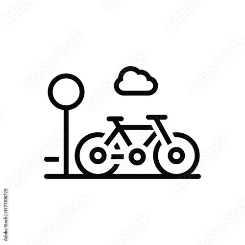 Black line icon for cycle route