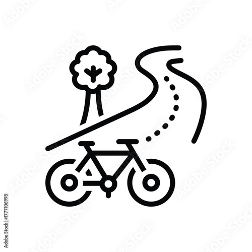Black line icon for cycling path