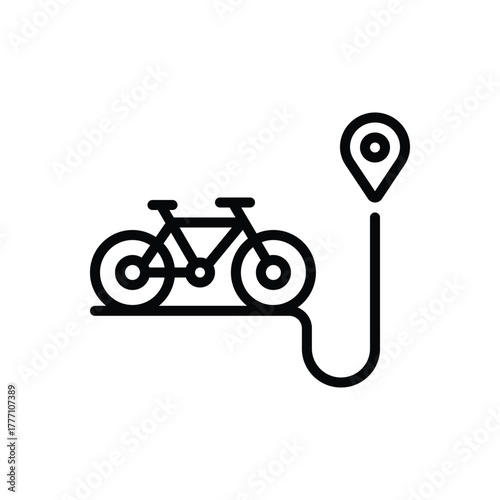 Black line icon for cycling route