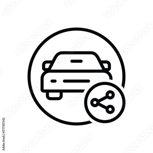 Black line icon for ride sharing