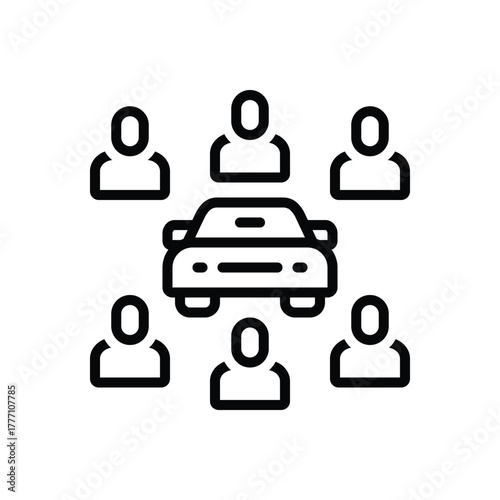 Black line icon for ride sharing