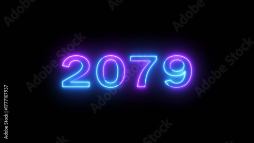 Cuadro en lienzo Happy new year 2079 illustration