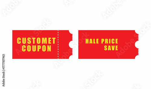 Two red discount coupons with text for customer savings and sale price