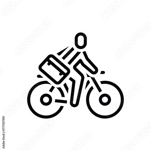 Black line icon for work ride