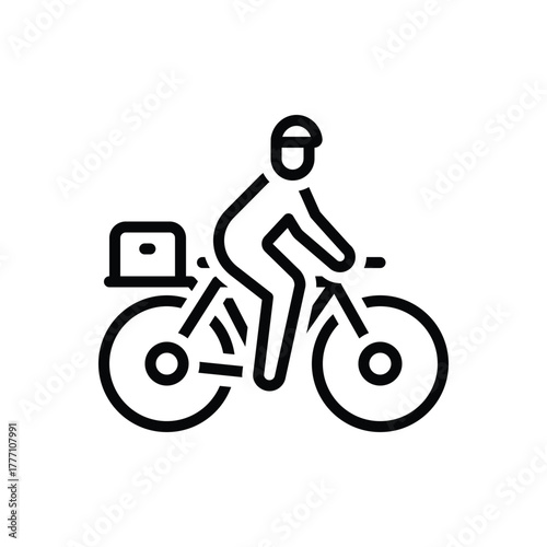 Black line icon for bicycle commute