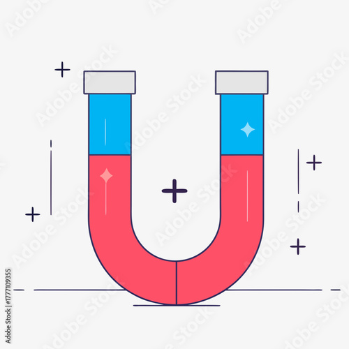A simple rounded u shape magnet demonstrating scientific concepts
