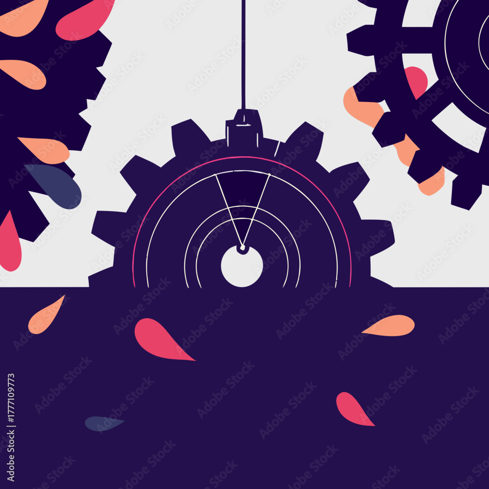 Fototapeta premium Abstract geometric gears in motion with colorful elements