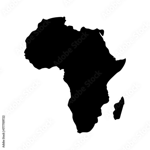 Detailed silhouette illustration of the continent of africa on a white background
