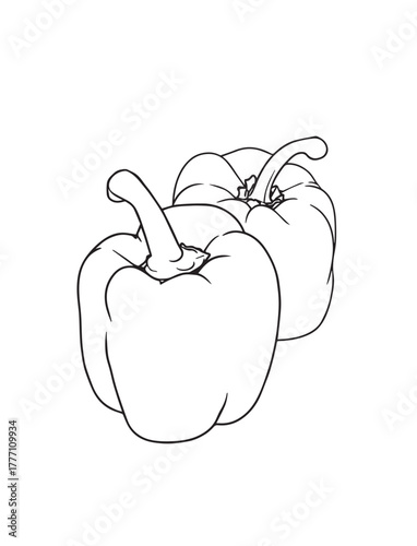 Outline Drawing of Two Bell Peppers