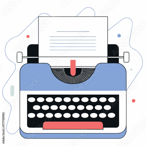 An old fashioned typewriter with paper and keys