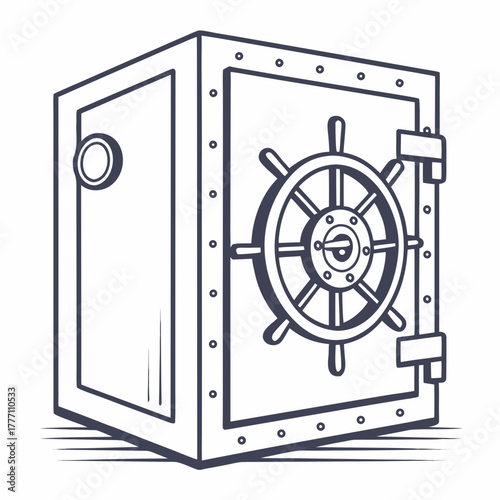 Modern flat vector icon of a heavy bank vault