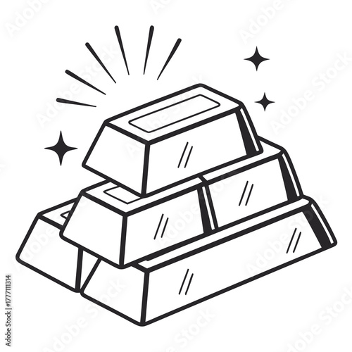 Stack of gold bars in a simple line drawing