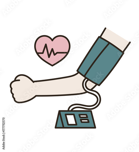 血圧計で血圧を測るイラスト