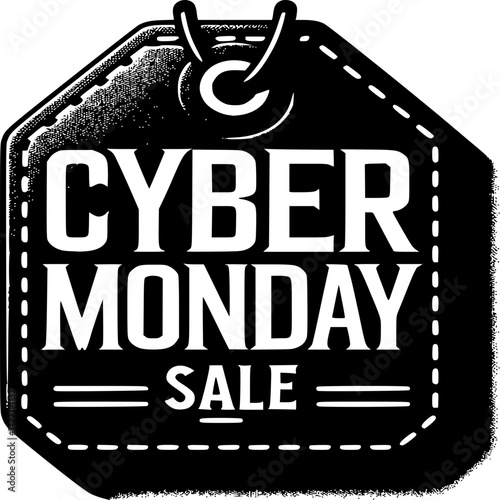 Cyber Monday Sale: A stylish and eye-catching badge announces the Cyber Monday sale, a time of online deals and special offers, symbolizing opportunities for savings and consumer excitement.