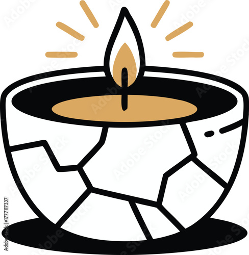 Broken Cup Holding Candle