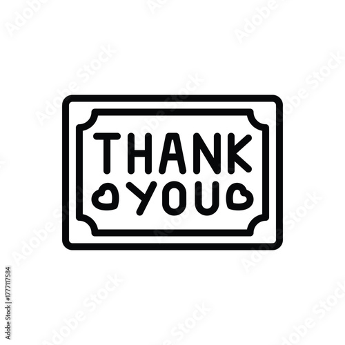 Black line icon for thank you note