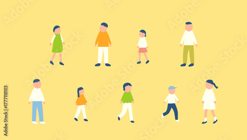 秋を過ごす子どもたちのイラストセット