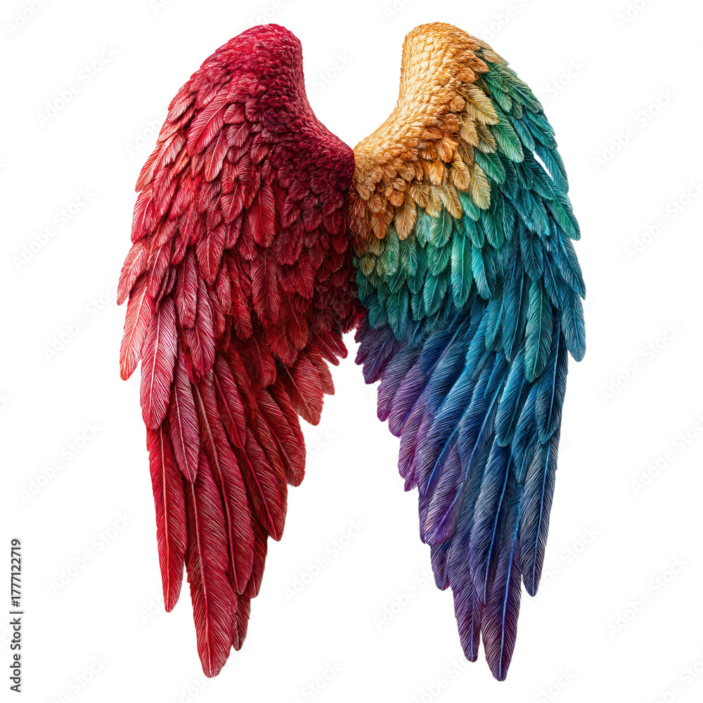 Fototapeta premium Beautiful watercolor texture of angel wings concept. Vibrant angel wings symbolizing hope and freedom.