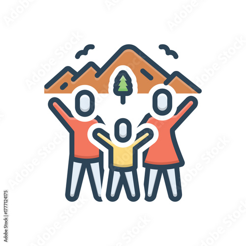 Color illustration icon for family adventures