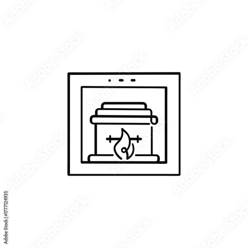 Cremation Line Style Icon Design