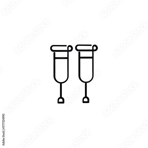 Crutches Line Style Icon Design