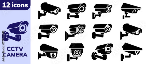 CCTV Camera Line Editable Icon Set – Modern Vector Illustration of Surveillance, Security, and Monitoring Symbols, security camera, Camera Vector illustration set.