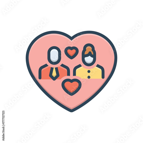 Color illustration icon for paternal love