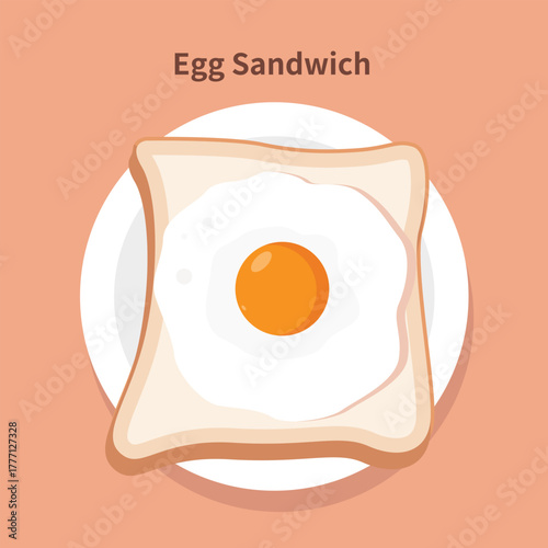 Toasted Egg Sandwich with Golden Yolk on Breakfast Plate