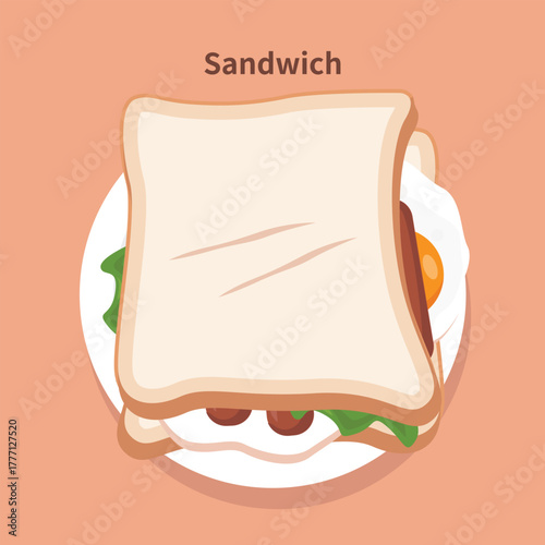 Fresh Sandwich with Lettuce, Tomato, and Egg on White Bread