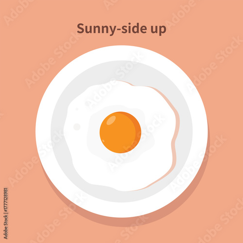 Perfect Sunny Side Up Egg Served on a Clean White Plate for Breakfast