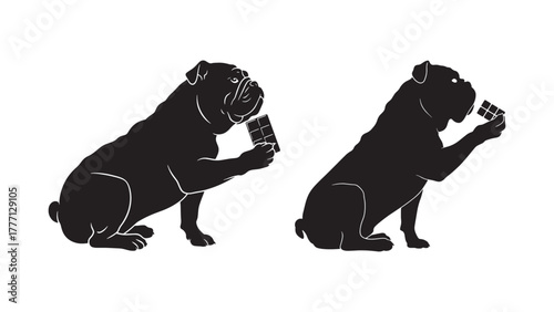 Bulldog Silhouettes Enjoying Chocolate Bars