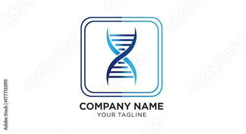 DNA Helix in a Square Frame - Science and Technology Logo Concept.