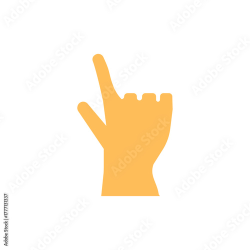Orange hand gesture indicating one, isolated on a white background, signifying choice