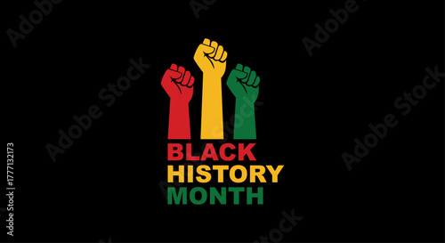 Black History Month Pan-African Raised Fists, Power, Solidarity, Civil Rights Vector Illustration