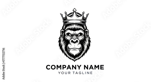 Majestic Gorilla King with Crown Logo Design.