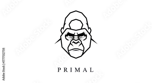 Primal Gorilla Head Logo Design Vector Art.